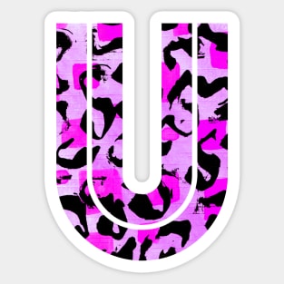 Letter U Watercolour Leopard Print Alphabet Sticker